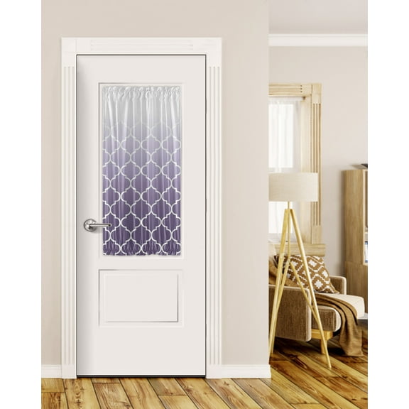 Purple Modern Geometric Blackout Curtains, French Door Curtains for Door Window, Morocco Abstract Art Aesthetic Privacy Drapery for Patio/Sidelight Doors, 1 Panel with Tieback, 25 x 40 Inches