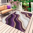 thumbnail image 1 of Purple Modern Outdoor Rug for Patio/Deck/Porch, Non-Slip Large Area Rug 5 x 7 Ft, Classic Abstract Art Luxury Golden Indoor Outdoor Rugs Washable Area Rugs, Reversible Camping Rug Carpet Runner, 1 of 8
