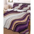 thumbnail image 1 of Purple Modern Twin XL Size Down Alternative Comforter, Lightweight Comforter Quilt Bedding Set with Pillow Shams Classic Abstract Art Luxury Golden All Seasons Bed Comforter Duvet Insert 68"x98", 1 of 7
