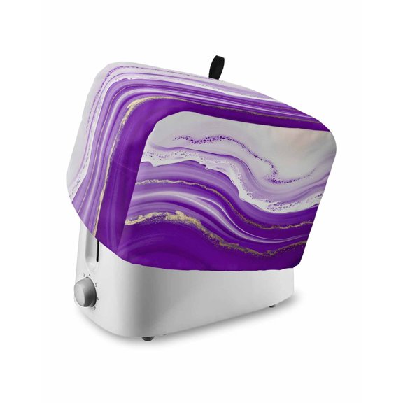 Purple Modern Wavers Small Toaster Cover 2 Slice, Kitchen Appliance Covers, Abstract Water Ripple Fluid Art Toaster Oven Cover with Loop, Bread Machine Cover Polyester Dust Cover Protection