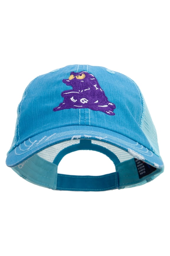 Purple Monster Embroidered Low Profile Special Cotton Mesh Cap - Aqua OSFM