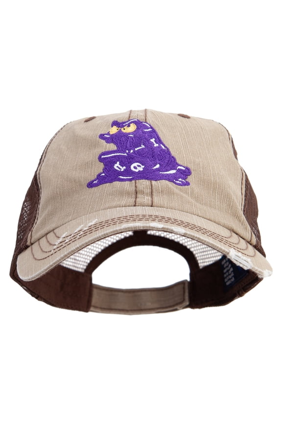 Purple Monster Embroidered Low Profile Special Cotton Mesh Cap - Brown OSFM
