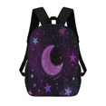 thumbnail image 1 of Purple Moon And Stars Galaxy Print Backpack 17in Laptop traveling Bag Bags, 1 of 5