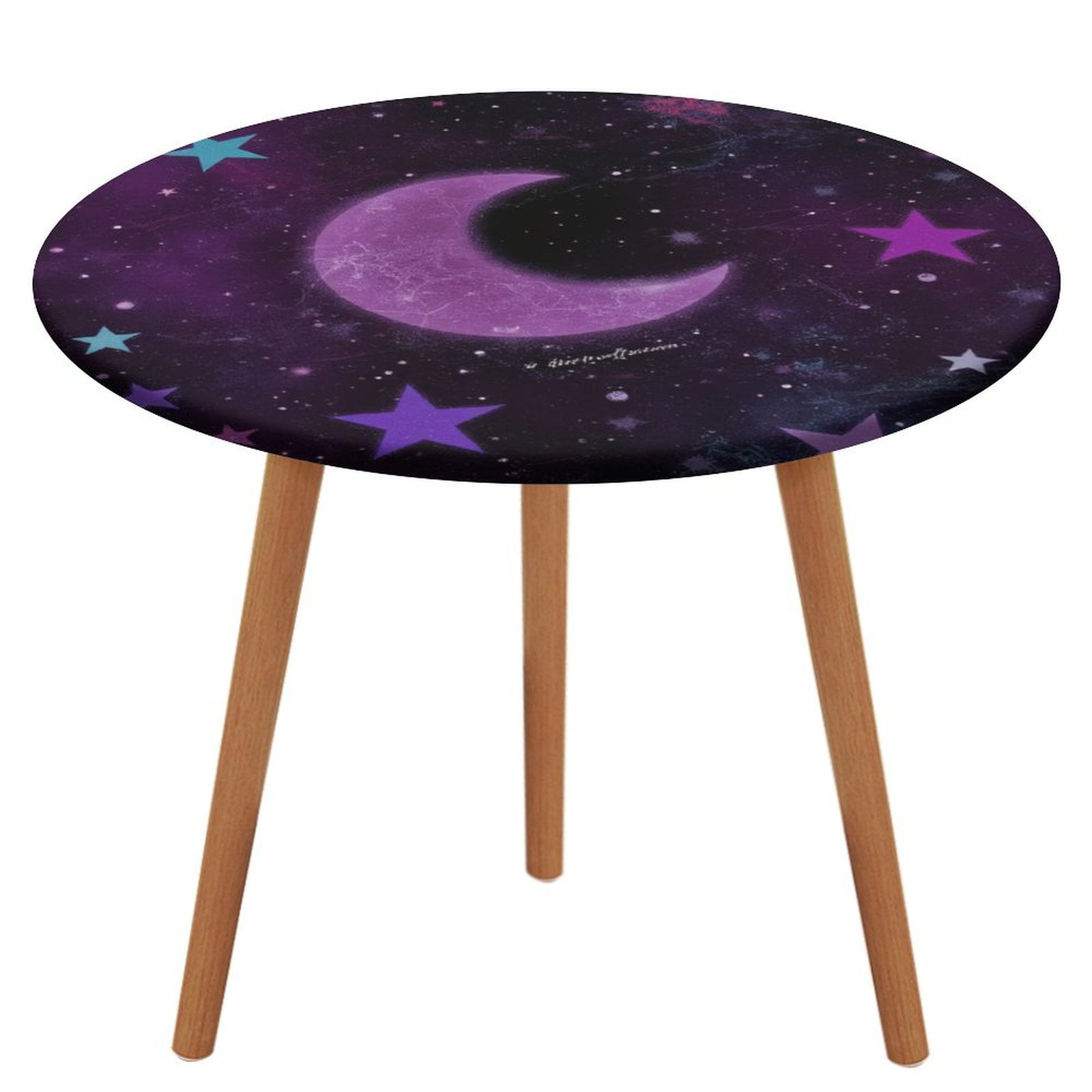 Purple Moon And Stars Galaxy Print Pattern Round Tablecloth Waterproof ...