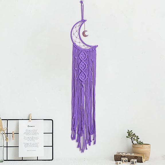 Purple Moon Tassel Dream Catcher Bohemian Macrame Dream Catcher Hand Woven Wall Hanging Decor Home Decoration for Bedroom ,Blessing Gift Women, Girl