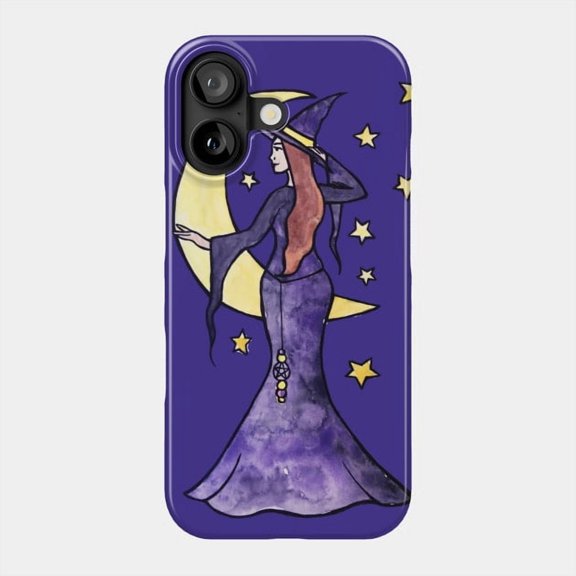 Purple Moon Witch creepy Gothic Halloween Art Tough Case for iPhone 11-17 Pro Max