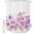 thumbnail image 1 of Purple Morning Glory Flower Fabric Shower Curtain Floral Branch Leaves Washable Shower Curtains for Bathroom, Waterproof Bath Curtain with Hooks Home Decor 36x72in, 1 of 8
