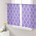 thumbnail image 1 of Purple Moroccan Sheer Curtains 54 Inch Length 2 Panels Set, Boho Ethnic Abstract Quatrefoil Motifs Voile Window Treatment Rod Pocket Short Kitchen Curtains Drapes for Bedroom 52"x54"x2, 1 of 7