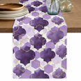 thumbnail image 1 of Purple Moroccan Table Runner, Abstract Gradient Gold Purple Geometric Cotton Linen Kitchen Table Decoration Washable Dining Tabletop Runners for Home Party Decor 13x90 Inches, 1 of 9