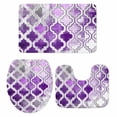 thumbnail image 1 of Purple Morocco Bath Mat 3 Piece Bathroom Rug Set, Rustic Country Smear Street Mottled Art Non Slip Bath Rug Contour Mat and Toilet Lid Cover, Absorbent Shower Mats Soft Bath Rugs and Mats Sets, 1 of 8