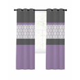 thumbnail image 1 of Purple Morocco Blackout Curtains, Light Blocking Print Window Curtains, Boho Stitching Pattern Stripes Grey Thermal Insulated Window Drapes for Living Room Kitchen Cafe 2 Panels, 84"W x 63"L, 1 of 9
