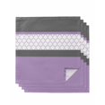 thumbnail image 1 of Purple Morocco Cloth Napkins Set of 4 Reusable Dinner Napkins, Boho Stitching Pattern Stripes Grey Cocktail Napkin Washable Table Napkins for Wedding/Holiday Party/Baby Shower 20"x20", 1 of 7