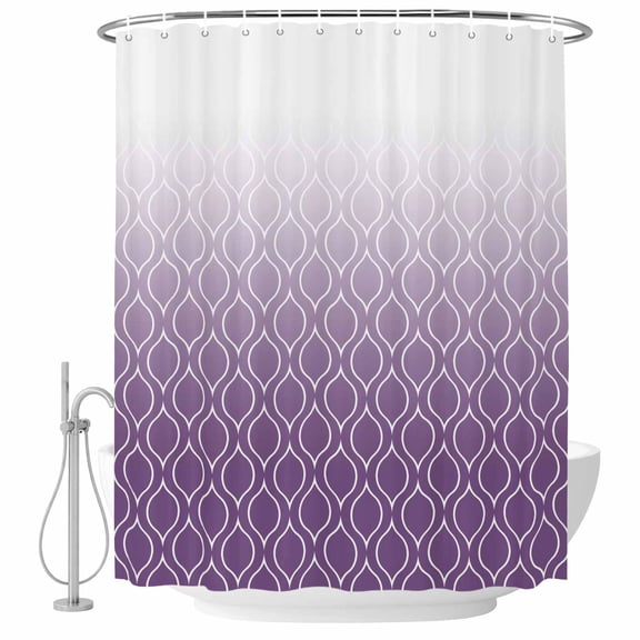 Purple Morocco Fabric Shower Curtain Ombre Geometric Lines Pattern Washable Shower Curtains for Bathroom, Waterproof Bath Curtain with Hooks Home Decor 72x84in