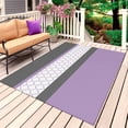 thumbnail image 1 of Purple Morocco Outdoor Rug for Patio/Deck/Porch, Non-Slip Large Area Rug 5 x 8 Ft, Boho Stitching Pattern Stripes Grey Indoor Outdoor Rugs Washable Area Rugs, Reversible Camping Rug Carpet Runner, 1 of 8