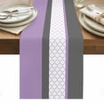 thumbnail image 1 of Purple Morocco Table Runner - 90 Inch Long, Kitchen Dining Table Runner Dresser Scarves, Boho Stitching Pattern Stripes Grey Farmhouse Decor for Coffee Tables Wedding Party Banquet, 1 of 8