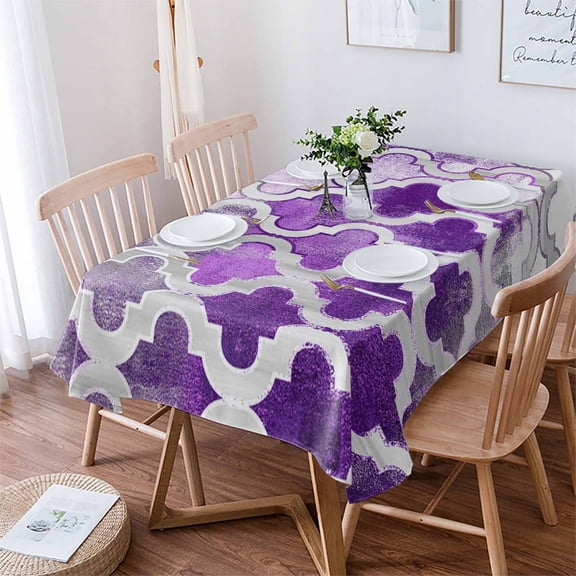 Purple Morocco Tablecloth Rectangle Table Cloth 52x70 , Waterproof Tablecloth Outdoor Table Cloth, Rustic Country Smear Street Mottled Art Washable Table Cover for Kitchen Dining Party