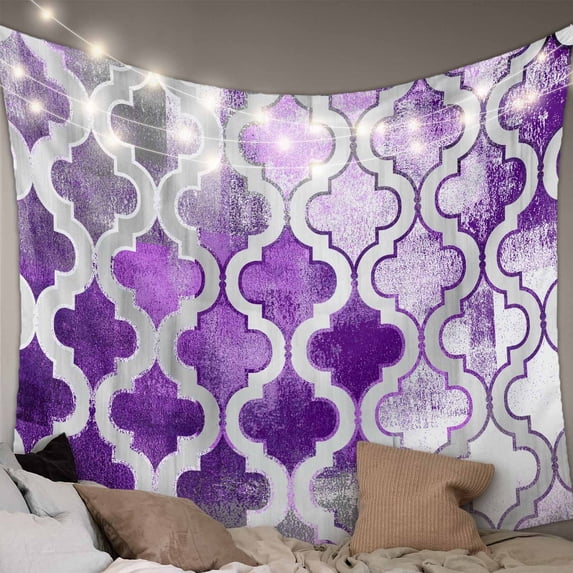Purple Morocco Tapestry for Bedroom Wall Hanging Tapestry, Rustic Country Smear Street Mottled Art Ceiling Backdrop Tapestries Poster Blanket Wall Decor for Teens Room Living Room Dorm 51" x 59"