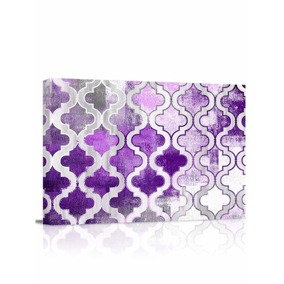 Purple Morocco Wall Art for Living Room,Canvas Picture Wall Decor for Bathroom Bedroom,Rustic Country Smear Street Mottled Art Painting Artwork for Office Kitchen Hallway Dining Room Decor 12"x16"