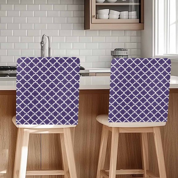 Purple Moroccon Chair Back Cover for Dining Room Set of 4,Country Chic Ethnic Minimalist Motifs Removable Kitchen Chair Slipcovers,Washable Seat Protector for Restaurant Party Banquet Wedding Décor