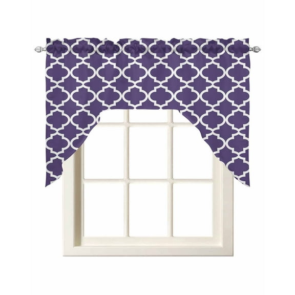 Purple Moroccon Kitchen Swag Valances for Windows, Country Chic Ethnic Minimalist Motifs Swag Valances Curtains for Living Room, Rod Pocket Window Treatments for Bathroom, Bedroom, Cafe, 56"x36"