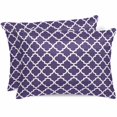thumbnail image 1 of Purple Moroccon Pillow Cases Queen Size Set of 2, Smooth Satin Pillowcase for Hair and Skin, Country Chic Ethnic Minimalist Motifs Decorative Cooling Bed Pillow Covers with Zipper, 20x30 Inches, 1 of 5