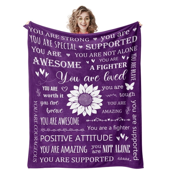 Purple Mothers Day Blanket for Women,Get Well Gifts for Women After Surgery, Thinking of You/Encouragement/Spiritual/Feel Better/Cancer Care Gifts,Hug Healing Chemo Love Blanket 60"X50"