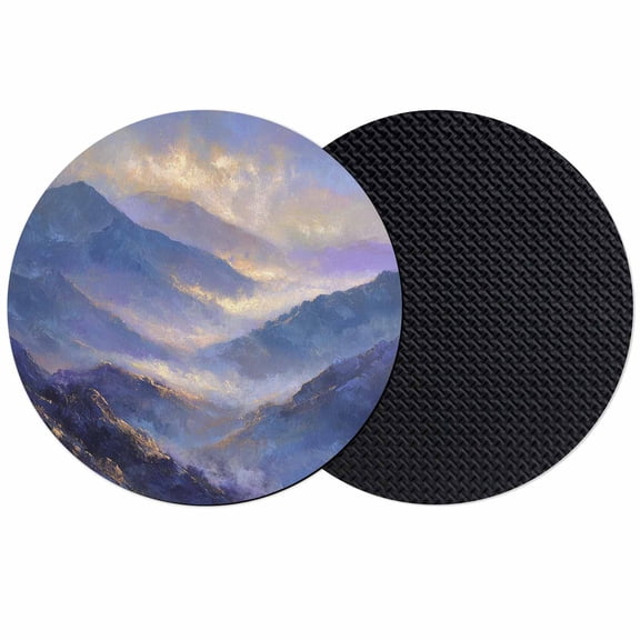 Purple Mountain Forest Coasters Set of 2, Absorbent Coasters for Drinks, Modern Abstract Art Oil Painting Coaster for Desk Coffee Table Protection, Home Decor House Warming Gifts 4"
