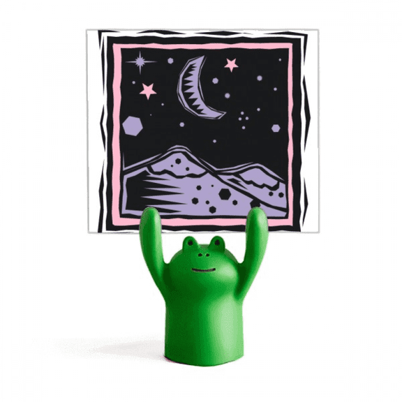 Purple Mountain Moon Star Element Engraving Memo Holder Cartoon Animal Frog Stand Decoration