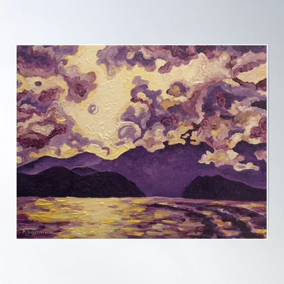 Purple Mountain Poster Wall Art, Modern Wall Decor For Living Room Bedroom, 16x24 UNFRAMED