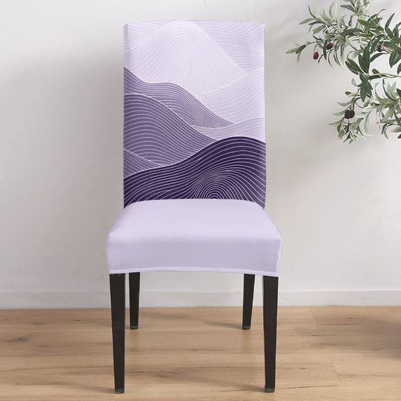 Purple Mountain Ridges Dining Chair Covers Set of 1, Purple Ombre Fluid Lines Mountains Serene Abstract Chair Covers for Dining Room Removable Seat Protectors Slipcovers for Home Party Wedding
