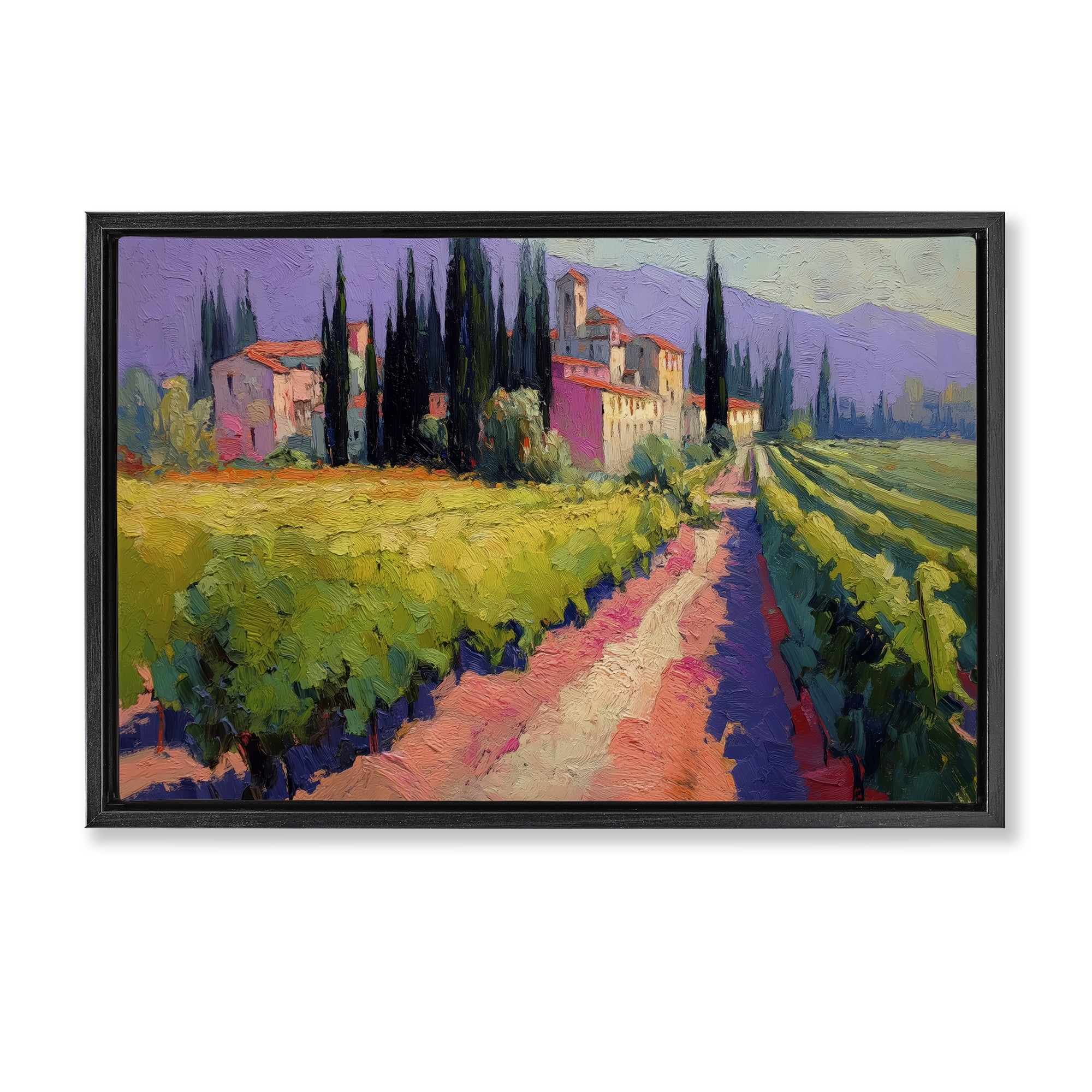 Purple Mountains Village Black Framed Floater Canvas Wall Art, design by Annabelle Hall