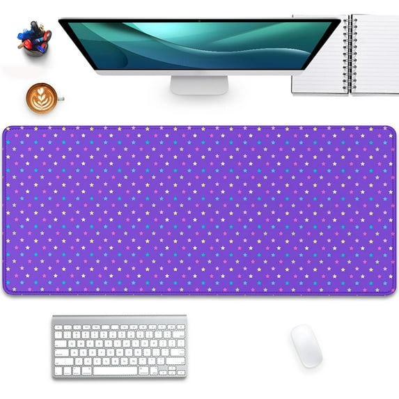 Purple Mouse Pad Star Mouse Mat with Non-Slip Rubber Base Wave Mousepad Stitched Edges Keyboard Desk Pad,Star Mouse Mat Mousepad for Computer Office Home Work(31.5x11.8 inch)