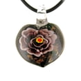 thumbnail image 1 of Purple Murano-style Glass Flower Heart Pendant Rubber Cord Necklace, 22", 1 of 3