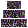 thumbnail image 1 of Purple Mushroom Black Pattern Kitchen Rugs Sets Of 3,Kitchen Runner Rugs Non Skid Washable,Decorative Kitchen Floor Mats for Kitchen,Sink,Laundry,17"x30"+ 17"x47" + 17"x59", 1 of 6