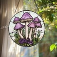 thumbnail image 1 of Purple Mushroom Glass Suncatcher, Cottagecore Fairy Window Panel, Boho, 6.3 in, 1 of 3