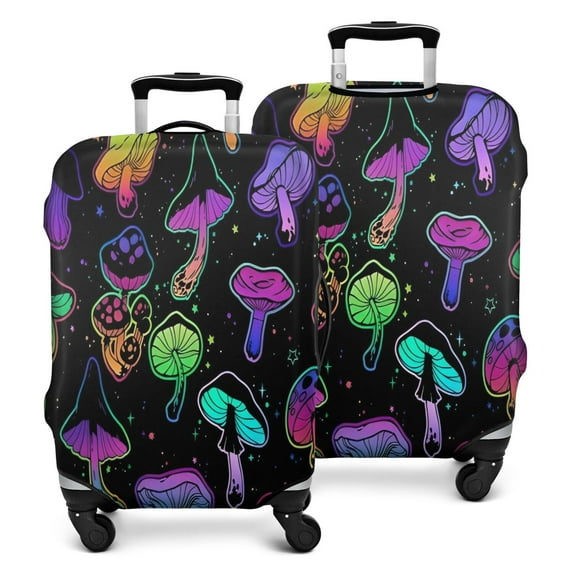 Purple Mushroom Star Black Pattern Luggage Cover Fashion Suitcase Cover Baggage Covers Fit 25-28 Inch Luggage (Go Travel)