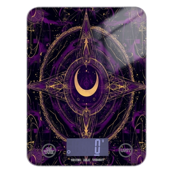 Purple Mystical Pattern Food Scale Digital Kitchen Scale Waterproof Grams Ounces lbs for For Baking and Cooking
