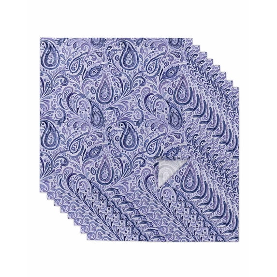 Purple Navy Blue Cloth Napkins Set of 8 Reusable Dinner Napkins, Retro Botanical Abstract Art Cocktail Napkin Washable Table Napkins for Wedding/Holiday Party/Baby Shower 20"x20"