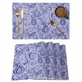 thumbnail image 1 of Purple Navy Blue Placemats Set of 8, Retro Botanical Abstract Art Placemats for Dining Table, Place Mats for Kitchen Tabletop, Waterproof Wipeable Dining Table Mats Set, 1 of 9