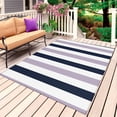 thumbnail image 1 of Purple Navy Blue Striped Outdoor Rug 4x6 Ft, Non Slip Washable Area Rug, Farmhouse Stripe Art Patio Rugs Carpet Runner, Large Floor Mat for Indoor/Outdoor Deck Porch Camping, 1 of 8