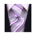 thumbnail image 1 of Purple Necktie - Purple Gray Jacquard Woven Striped Tie - Grey and Purple Ties, 1 of 6