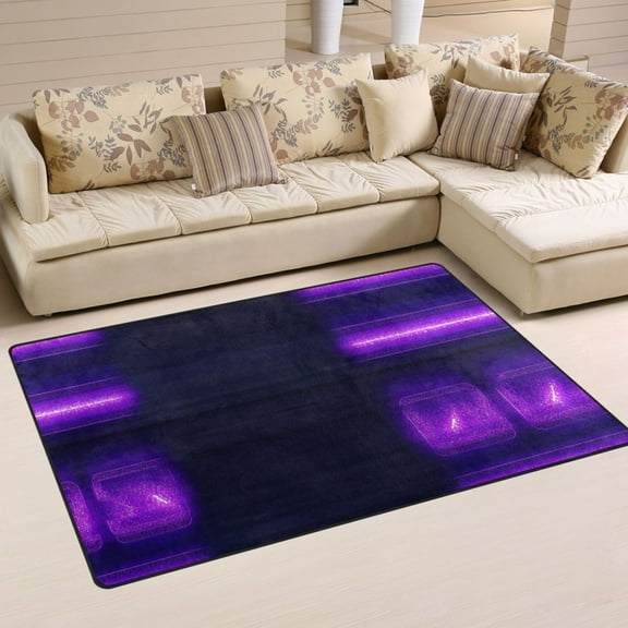 Purple Neon Design Soft Polyester Area Rug 31''x20'', Non Slip, Memory Foam, Water Absorbent