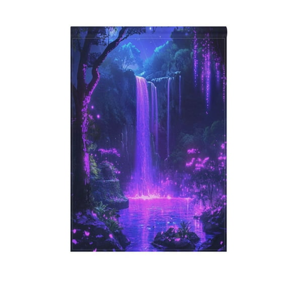 Purple Neon Waterfall Garden Flag Double Sided Outdoor Banners Yard Flags for Garden Home Holiday Decorations