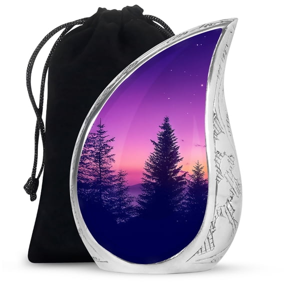 Purple Night With Trees Urn For Ashes Adult Male - Large Cremation Urns For Men And Women Adult - Unique Ash Urn - Decorative Gift For Burial Urns 10 Inch & 200 Cubic Inches Capacity