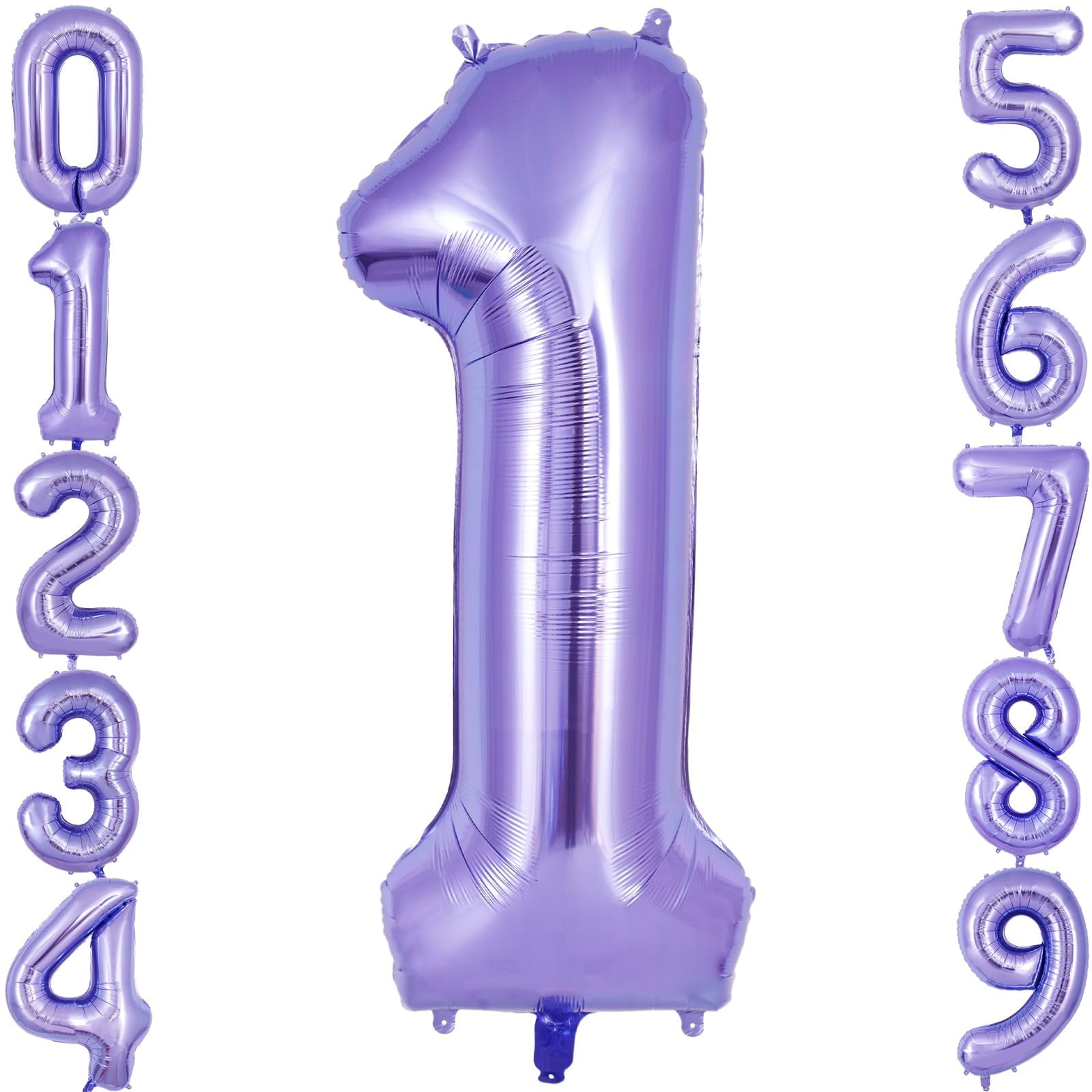 Purple Number 1 Balloon 40 Inch, Big Large Foil Helium Number Balloons
