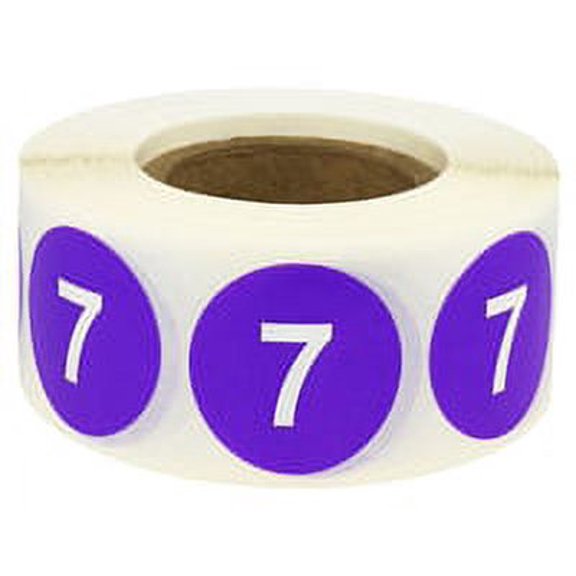 Purple Number 7 Stickers 0.75 Inch 500 Labels On A Roll