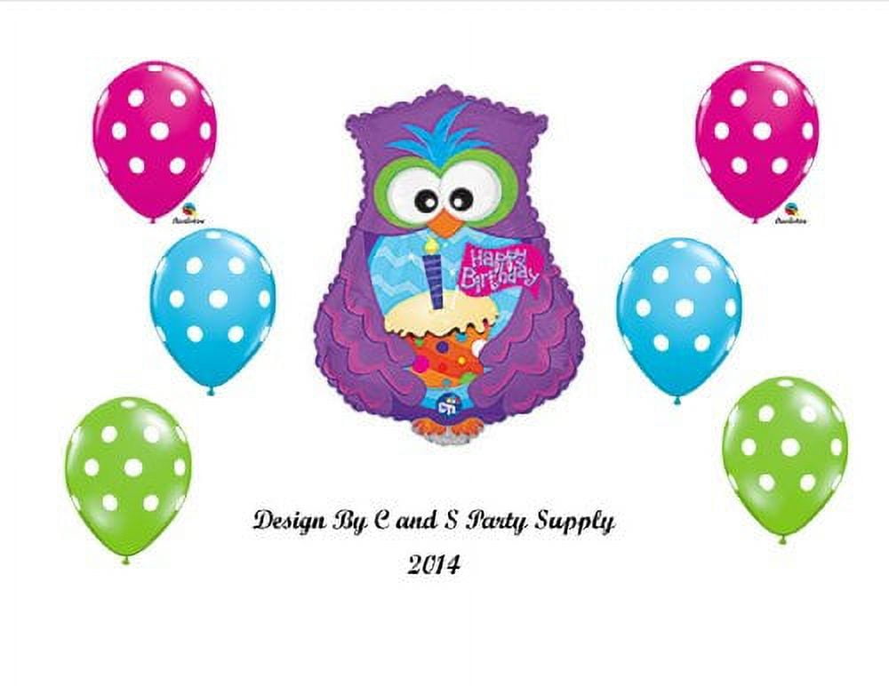 Purple OWL Happy Birthday PARTY Balloons Decorations Supplies