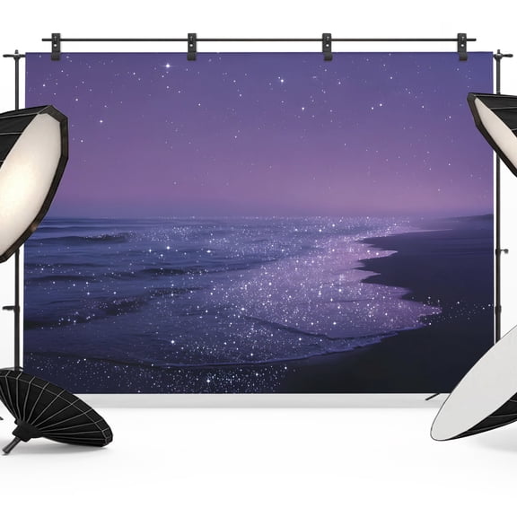 Purple Ocean Photography Backdrop 7x5FT, Modern Galaxy Coast Lavender Purple Photo Backdrops, Background for Photography Studio Photo Studio Background, Back Drop for Photoshoot