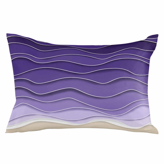 Purple Ocean Waves Throw Pillow Cover 20 x 36 Inch Decorative Pillow Cover Beach Ocean Ombre Stripes Art Lumbar Pillowcase Seasonal Rectangle Cushion Case for Couch Sofa Bed Living Room