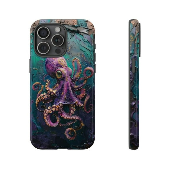 Purple Octopus Cephalopod Pastel Paint Abstract Artistic Illustration Phone Case with iPhone 11 to 17 Pro Max